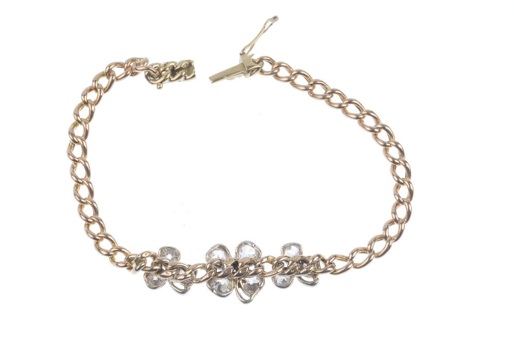 An early 20th century gold diamond clover bracelet. Designed as an old-cut diamond four-leaf clover, - Image 3 of 4