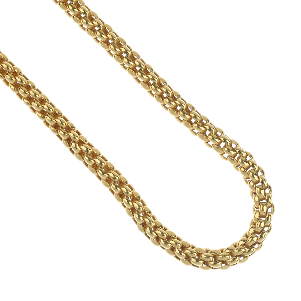 FOPE - an 18ct gold necklace. The fancy-link chain, to the lobster claw clasp. Signed Fope.