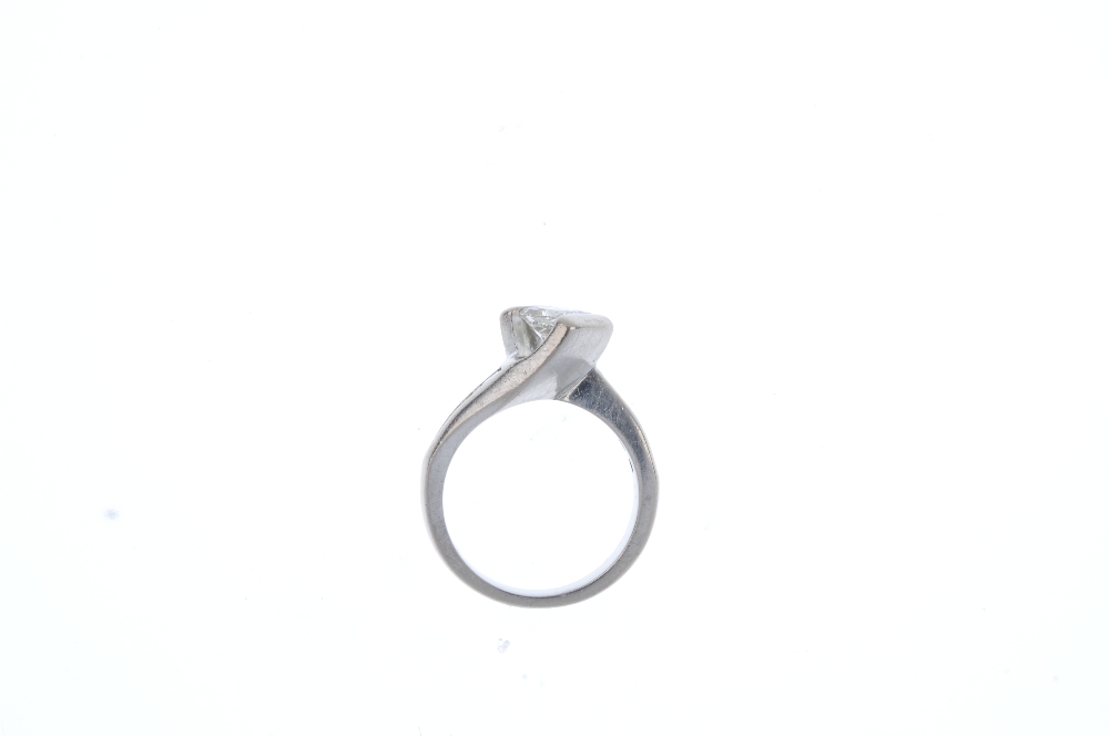 An 18ct gold diamond single-stone ring. Of crossover design, the square-shape diamond, with - Image 3 of 6