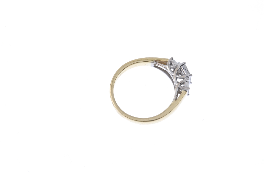 An 18ct gold diamond ring. The square-shape diamond panel, raised to the similarly-set diamond sides - Image 8 of 8