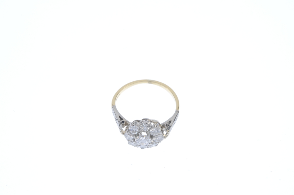 An 18ct gold diamond cluster ring. The brilliant-cut diamond cluster, to the single-cut diamond line - Image 2 of 3