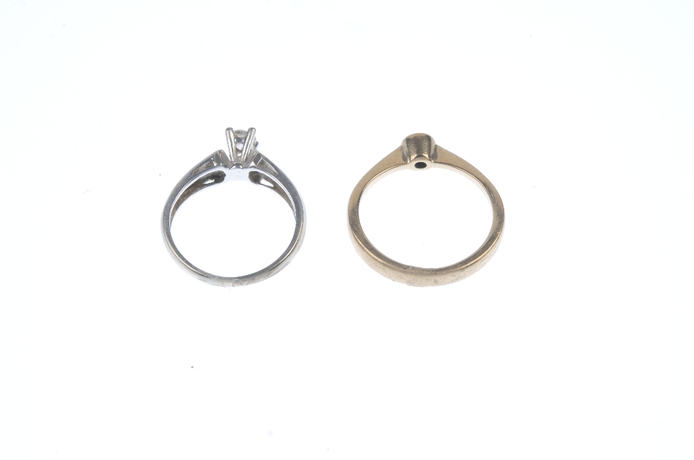 Two diamond single-stone rings. To include a 9ct gold brilliant-cut diamond ring with tapered - Image 4 of 4