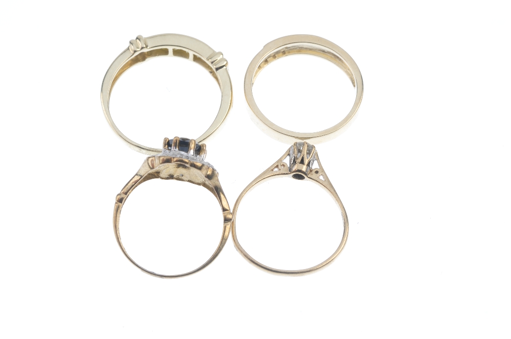 A selection of three 9ct gold diamond and gem-set rings. To include a sapphire and illusion set - Image 3 of 3