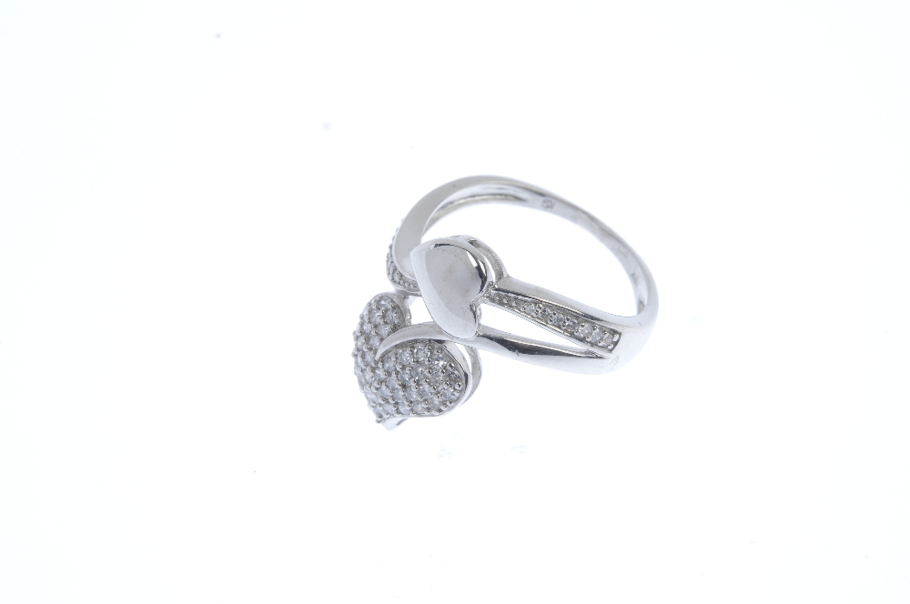 A diamond dress ring. Of foliate design, the pave-set diamond and polished stylised leaves, with - Image 2 of 4