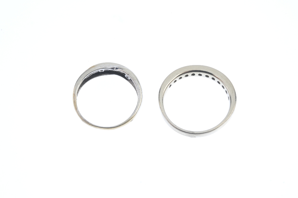 Two diamond and gem-set rings. To include a brilliant-cut diamond half-circle eternity ring, - Image 3 of 3