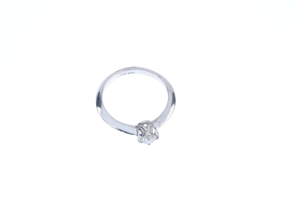 An 18ct gold diamond single-stone ring. The brilliant-cut diamond to the tapered knife-edge band. - Image 2 of 3