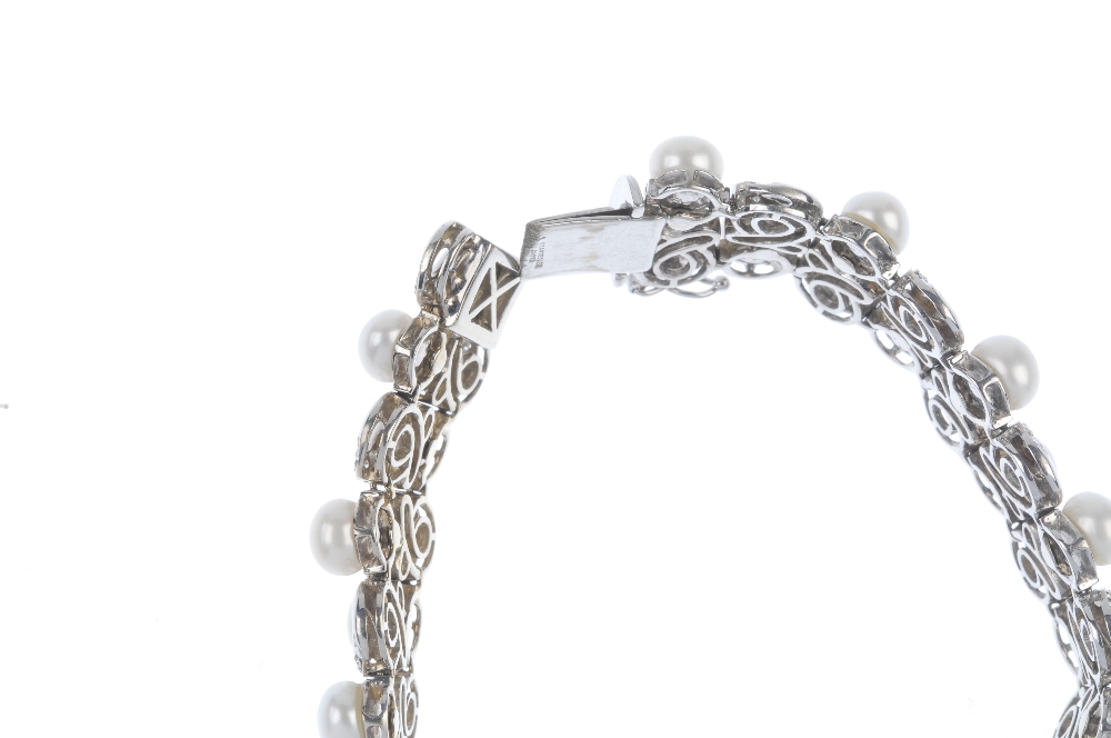 CHANTECLER - a 'capri' cultured pearl and diamond bracelet. Designed as a series of brilliant-cut - Image 3 of 3