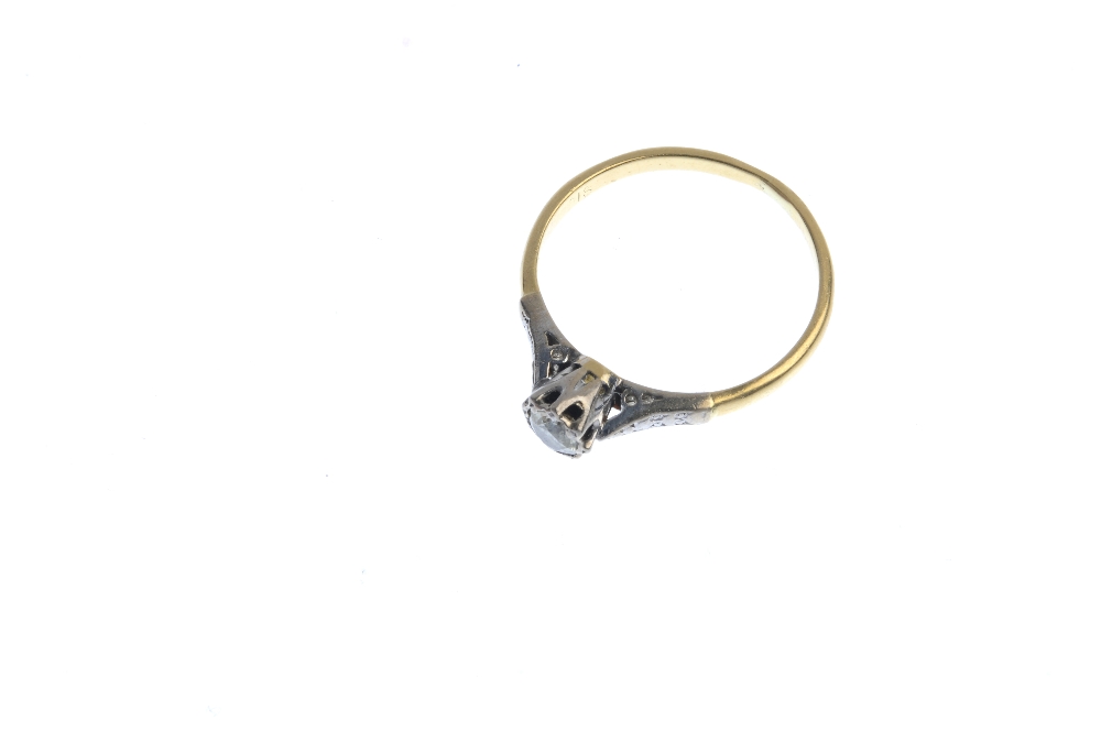 A mid 20th century 18ct gold diamond single-stone ring. The brilliant-cut diamond, to the bi-colour, - Image 2 of 4