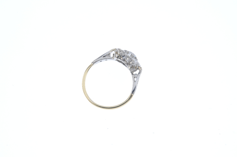 An 18ct gold diamond cluster ring. The brilliant-cut diamond cluster, to the single-cut diamond line - Image 3 of 3