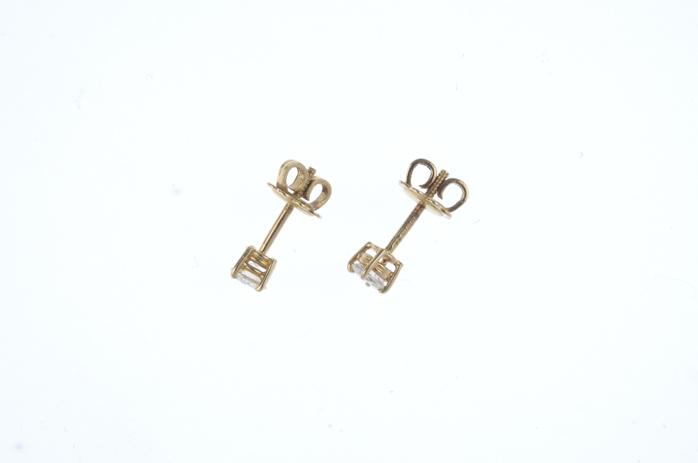 A pair of 18ct gold brilliant-cut diamond ear studs. Estimated total diamond weight 0.50ct, H-I - Image 2 of 2