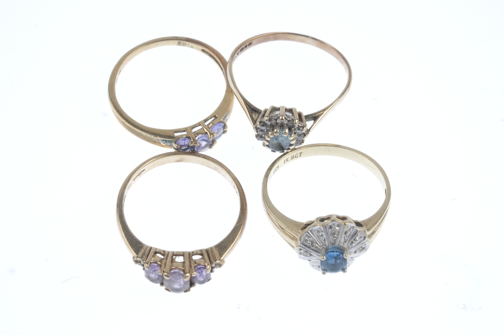 A selection of four diamond and gem-set rings. To include a 9ct gold tanzanite and diamond dress - Image 2 of 3