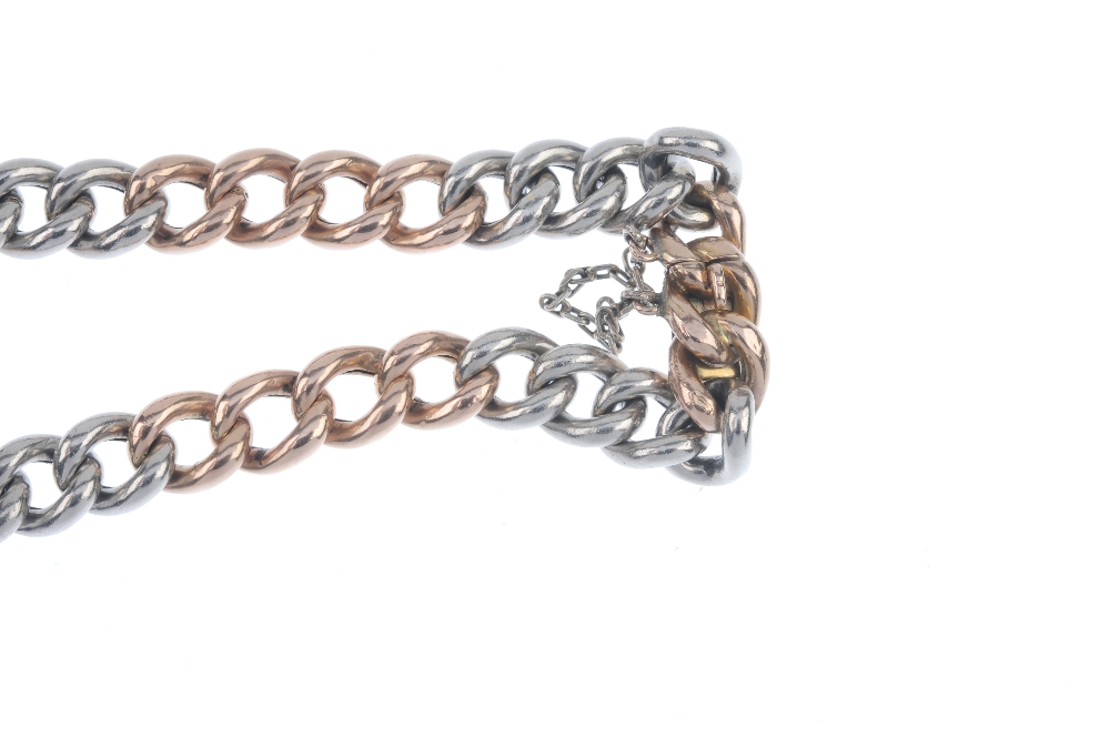 An early 20th century 15ct gold and platinum bracelet. Designed as a series of alternating 15ct gold - Image 2 of 3