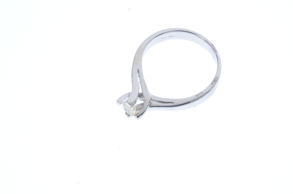 A 14ct gold diamond single-stone ring. The brilliant-cut diamond, to the spiral claw mount and - Image 2 of 4