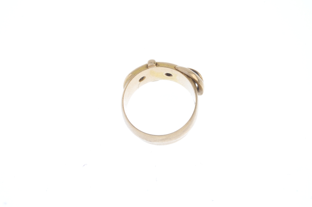 An early 20th century 18ct gold diamond dress ring. Designed as a buckle, with old-cut diamond - Image 3 of 3