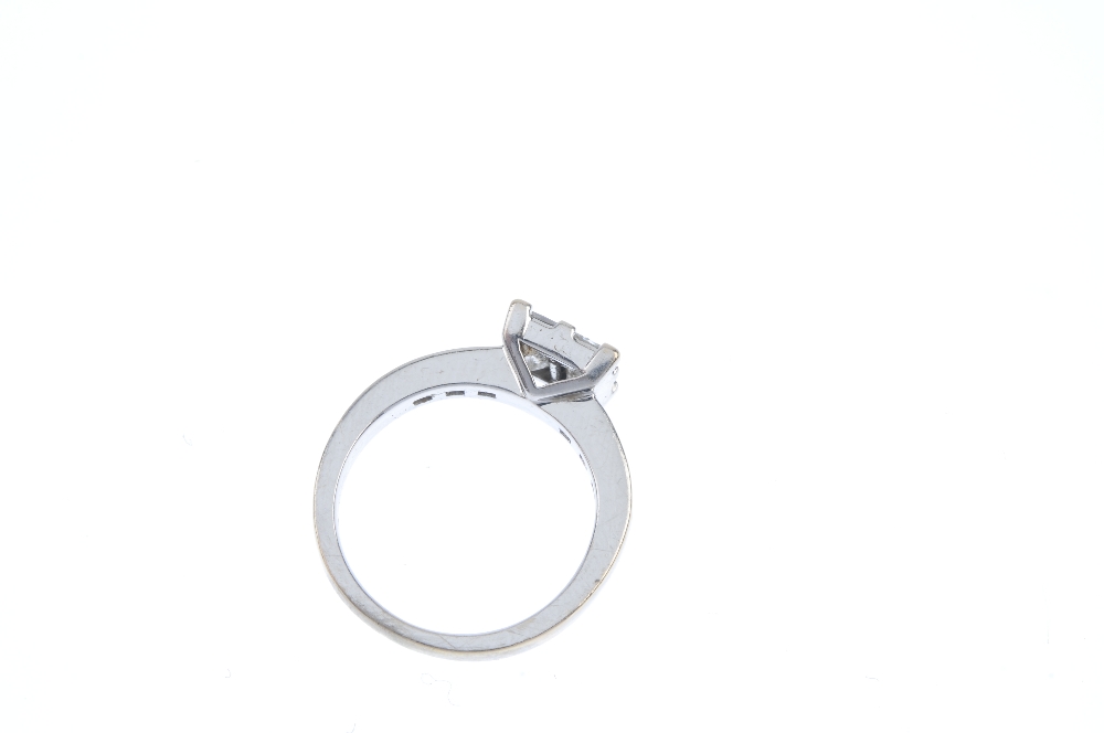 An 18ct gold diamond dress ring. The square-shape diamond panel, with square-shape diamond line - Image 3 of 3