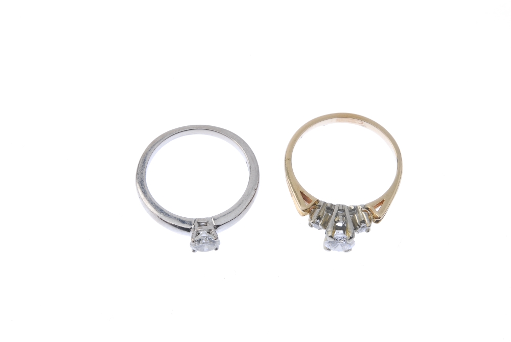 Two diamond rings. To include an 18ct gold diamond single-stone ring, together with a brilliant- - Image 2 of 3