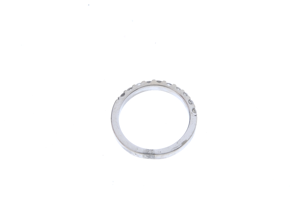 A diamond half-circle eternity ring. The brilliant-cut diamond line, to the plain half-band. - Image 4 of 4