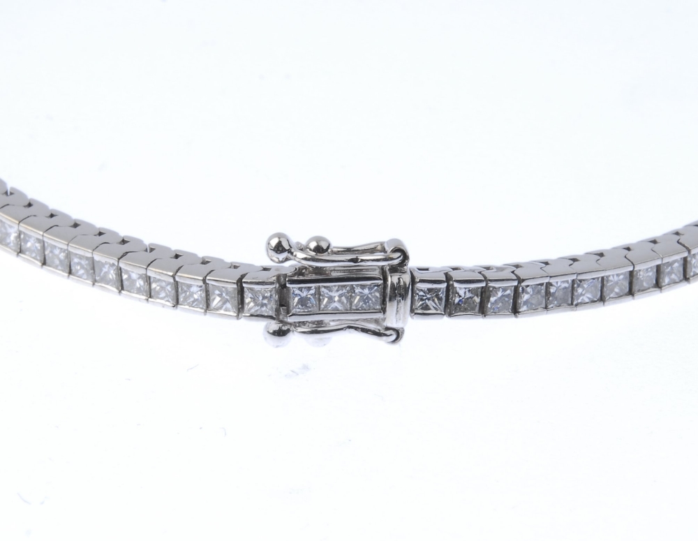 (187921) A diamond line bracelet. Designed as a line of square-shape diamonds to the partially - Image 4 of 4