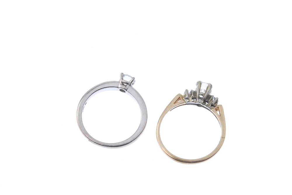 Two diamond rings. To include an 18ct gold diamond single-stone ring, together with a brilliant- - Image 3 of 3