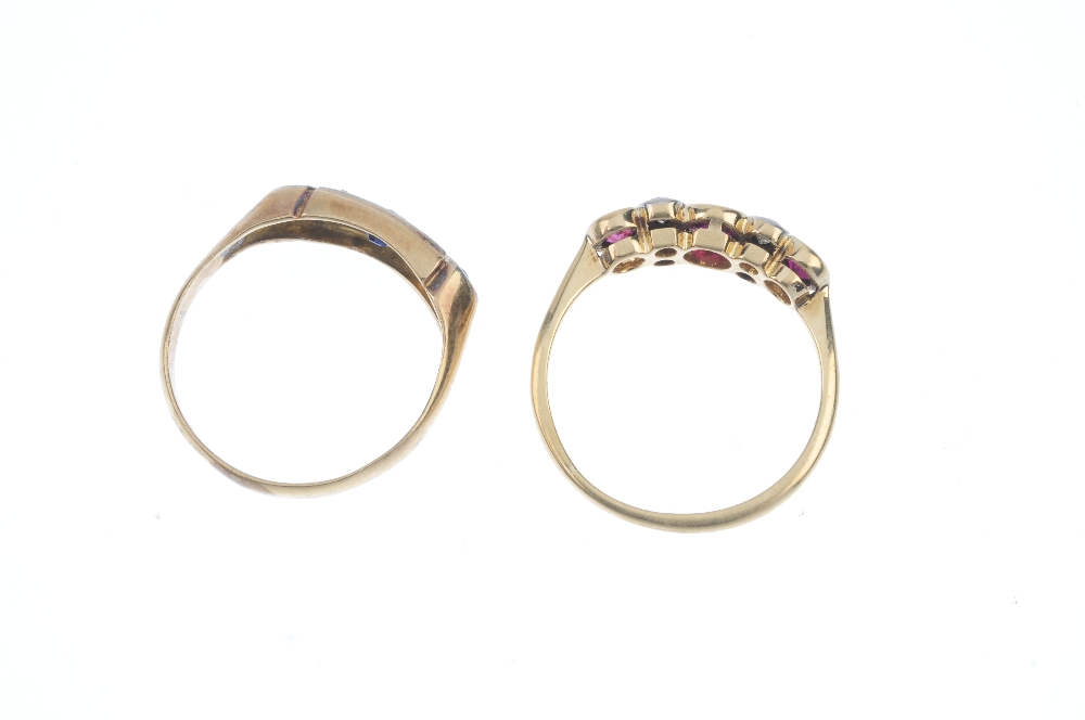 Two early 20th century 18ct gold diamond and gem-set rings. To include a graduated circular-shape - Image 3 of 3