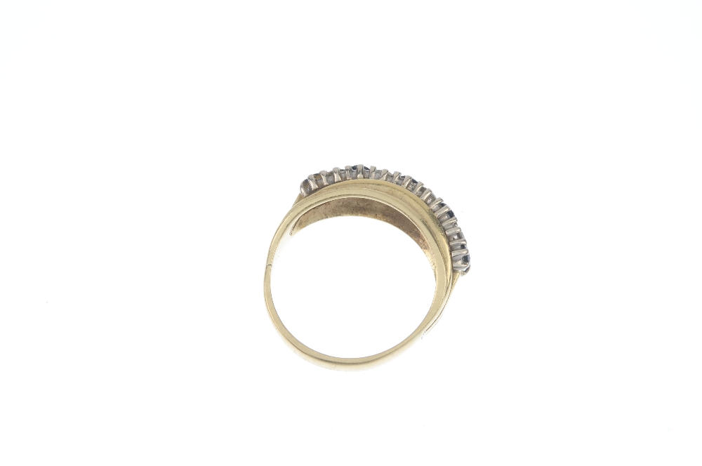 A sapphire and diamond half-circle eternity ring. The alternating circular-shape sapphire and - Image 3 of 3