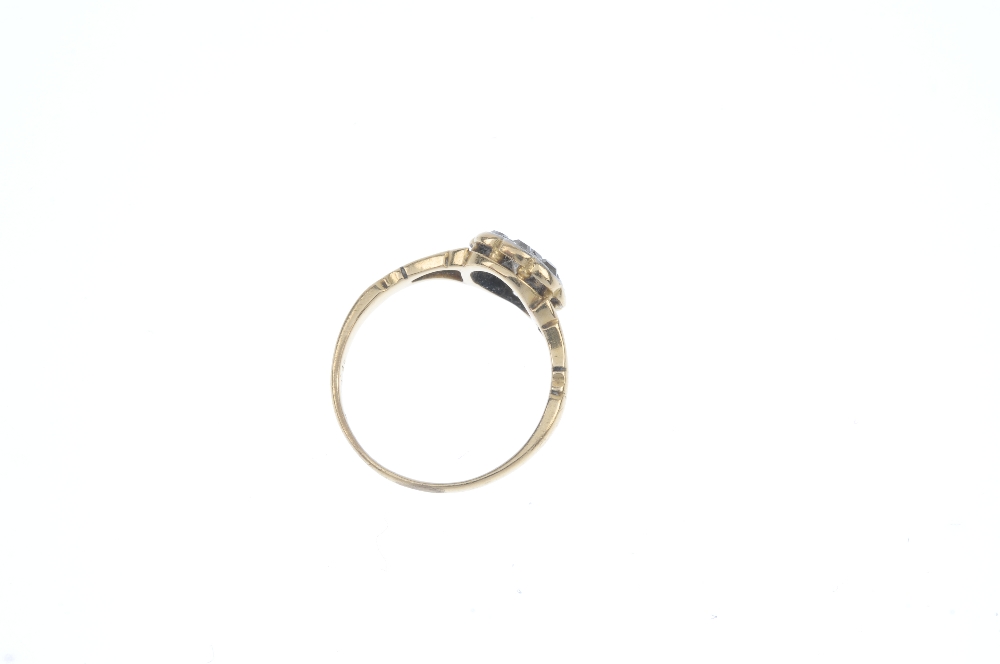 A mid 20th century 18ct gold diamond cluster ring. The old-cut diamond, within a single-cut - Image 3 of 3