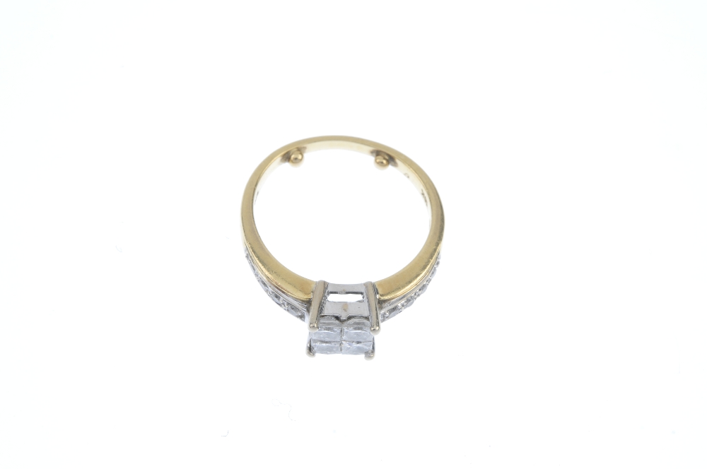 An 18ct gold diamond dress ring. The square-shape diamond panel, with brilliant-cut diamond line - Image 2 of 3