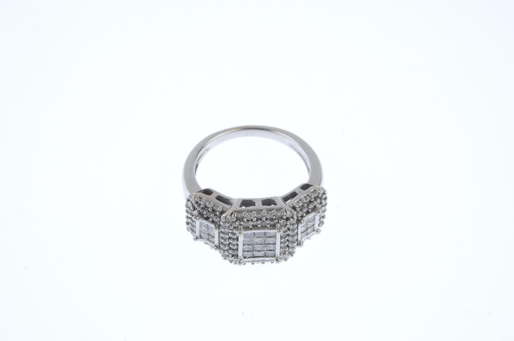 An 18ct gold diamond dress ring. The pave-set diamond rectangular-shape panel, with brilliant-cut - Image 2 of 3