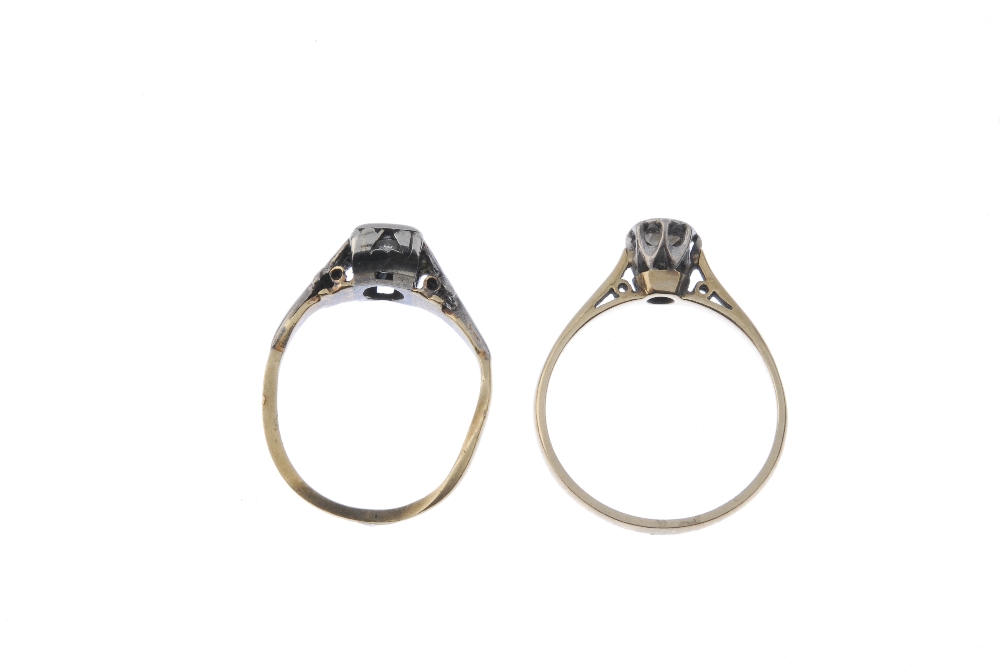 Two diamond single-stone rings. To include a brilliant-cut diamond with square-shape surround and - Image 3 of 3