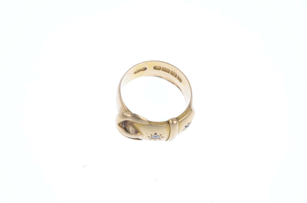 An early 20th century 18ct gold diamond dress ring. Designed as a buckle, with old-cut diamond - Image 2 of 3