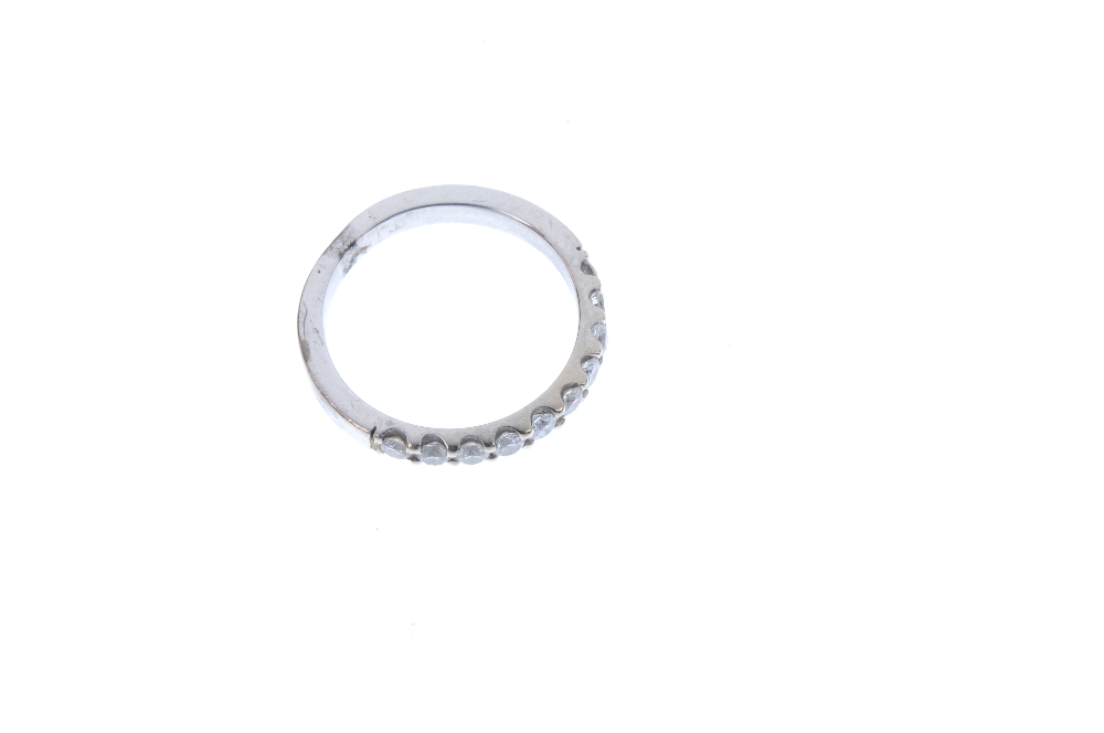 A diamond half-circle eternity ring. The brilliant-cut diamond line, to the plain half-band. - Image 3 of 4