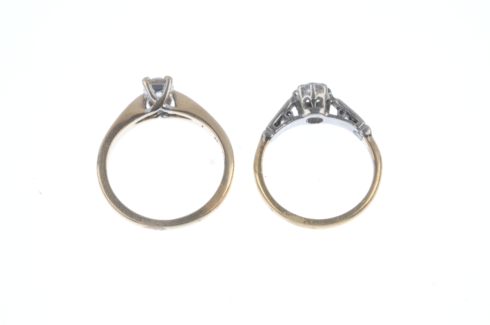 Two gold diamond single-stone rings. To include a mid 20th century 18ct gold brilliant-cut diamond - Image 4 of 4