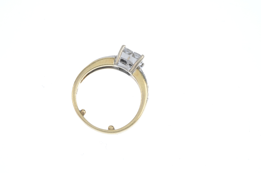 An 18ct gold diamond dress ring. The square-shape diamond panel, with brilliant-cut diamond line - Image 3 of 3