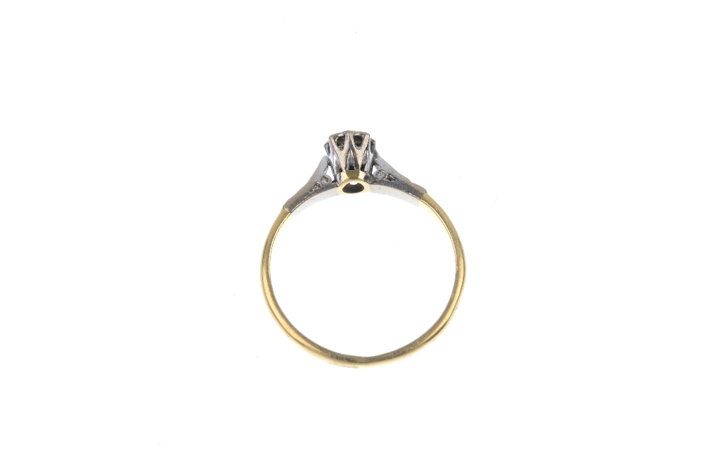 A mid 20th century 18ct gold diamond single-stone ring. The brilliant-cut diamond, to the bi-colour, - Image 4 of 4