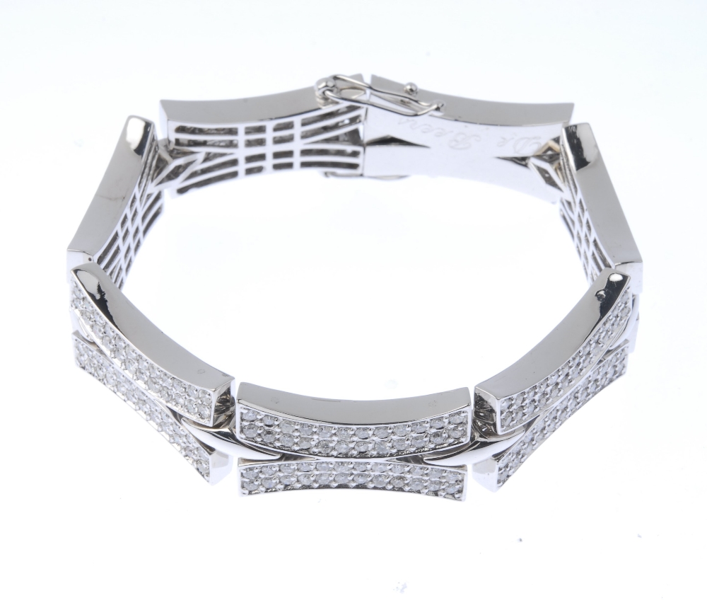 (128988) A diamond fancy-link bracelet. Designed as a series of pave-set diamond curved links, to - Image 3 of 4