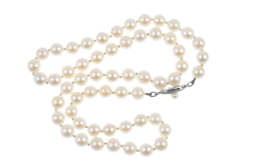 MIKIMOTO - a cultured pearl single-strand necklace. Comprising a row of fifty-seven cultured pearls, - Image 2 of 2