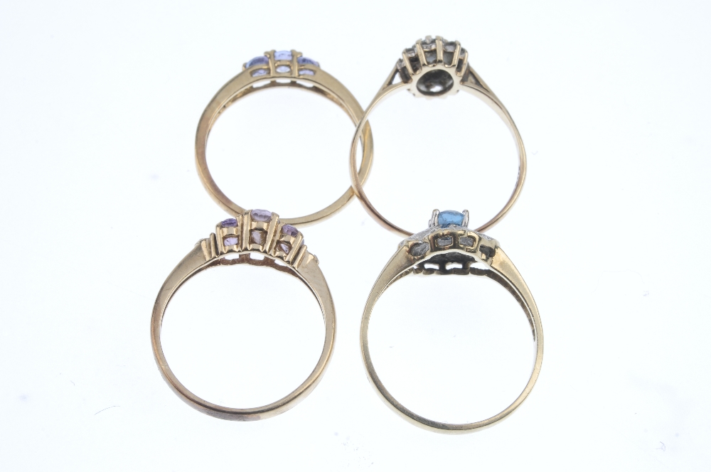 A selection of four diamond and gem-set rings. To include a 9ct gold tanzanite and diamond dress - Image 3 of 3