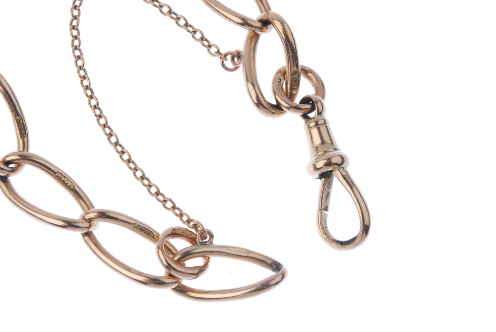 A 9ct gold bracelet. The curb-link chain, to the sprung-clasp, with safety-chain. Hallmarks for - Image 2 of 2