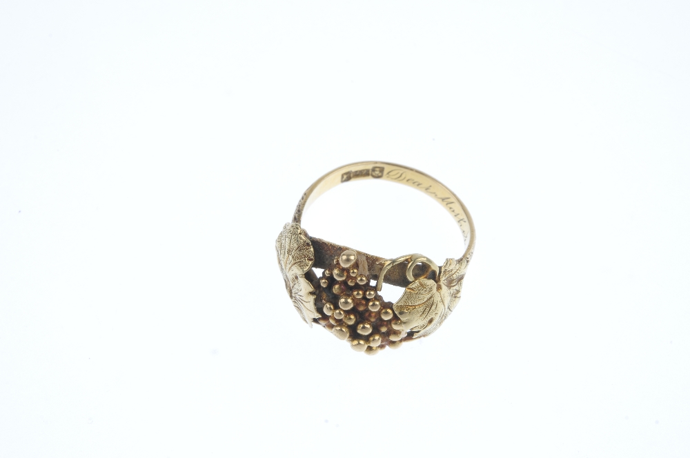 A mid 19th century Scottish 22ct gold dress ring. Designed as a bunch of grapes, with asymmetric - Image 2 of 3