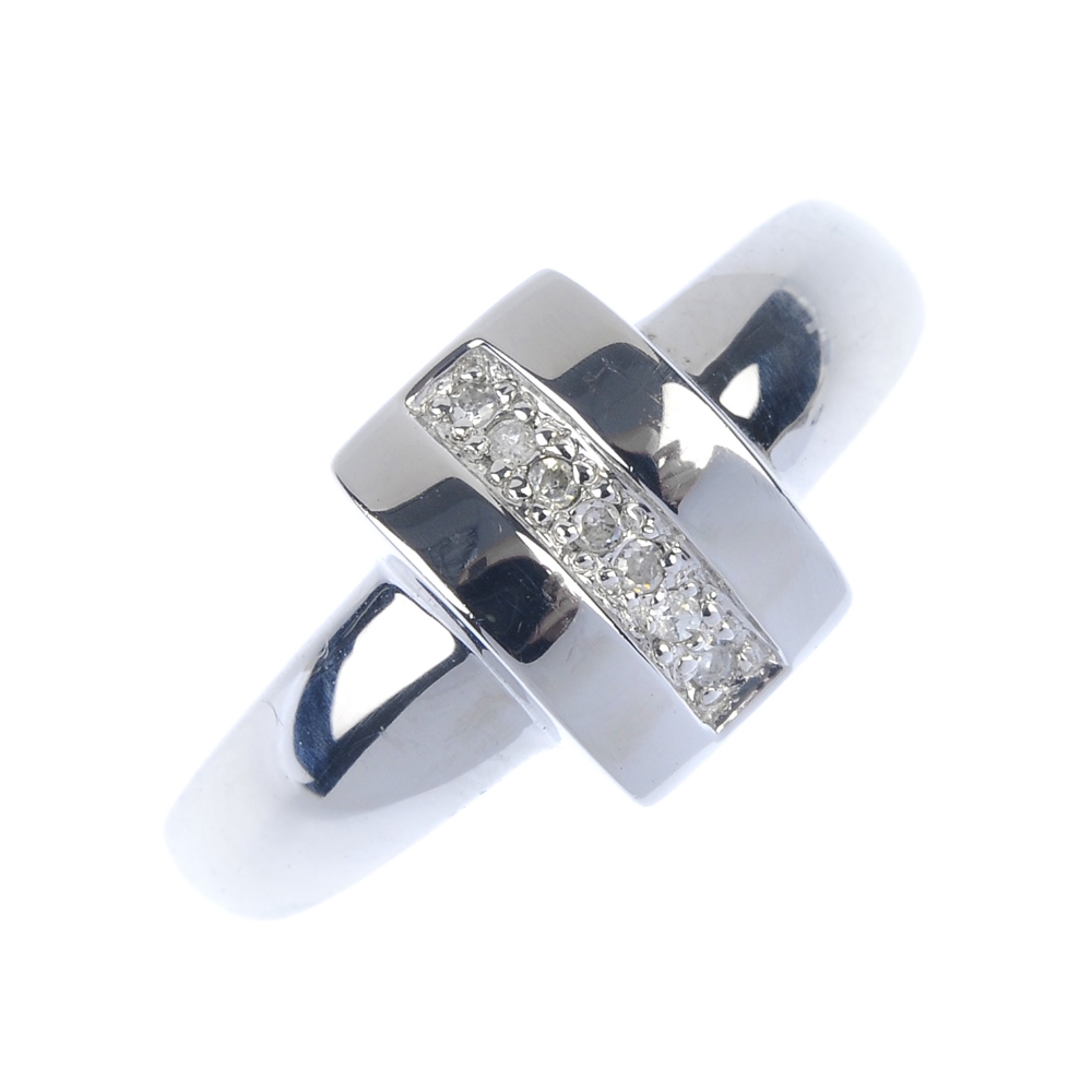 A set of 9ct gold diamond jewellery. To include a single-cut diamond line highlight marquise-shape