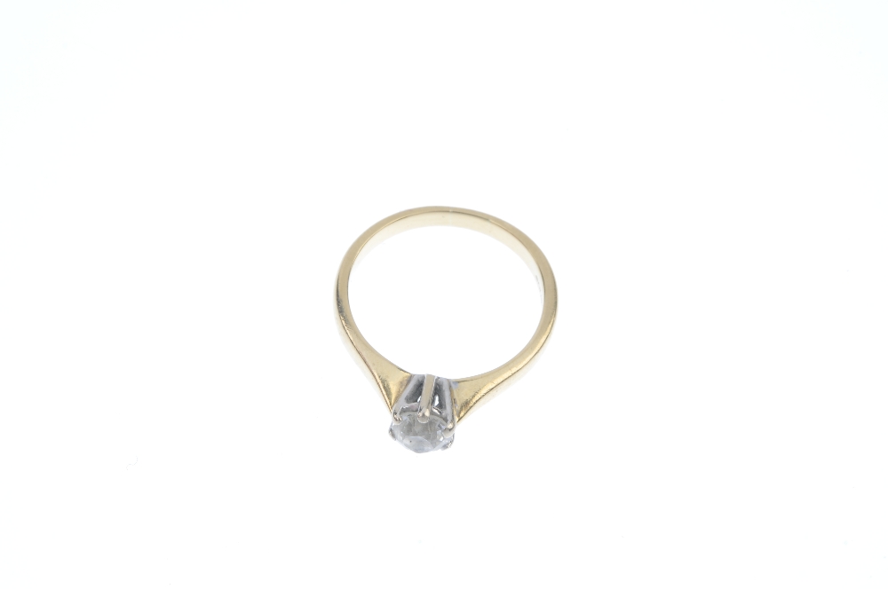 An 18ct gold diamond single-stone ring. The old-cut diamond, to the tapered band. Estimated - Image 2 of 3