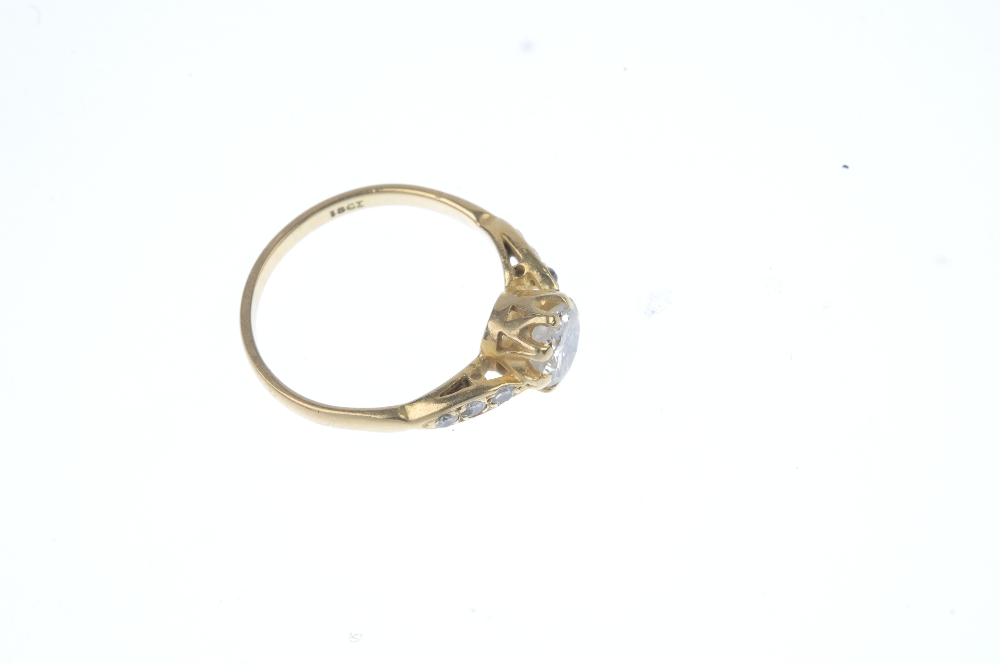 A diamond single-stone ring. The brilliant-cut diamond, to the single-cut diamond marquise-shape - Image 3 of 4