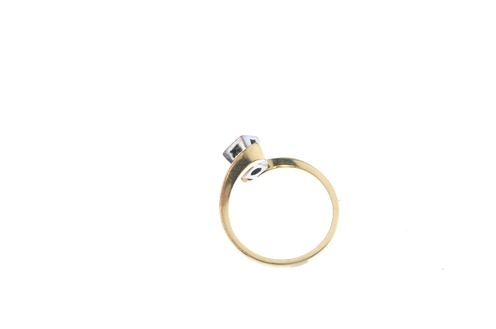 An 18ct gold diamond single-stone crossover ring. The brilliant-cut diamond, within a square-shape - Image 4 of 4