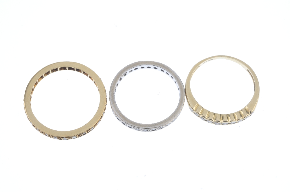 A selection of three diamond eternity rings. To include an 18ct gold brilliant-cut diamond full- - Image 2 of 2