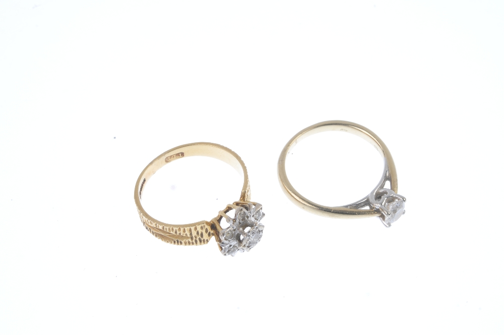 Two gold diamond rings. To include an 18ct gold brilliant-cut diamond cluster ring with grooved - Image 3 of 4