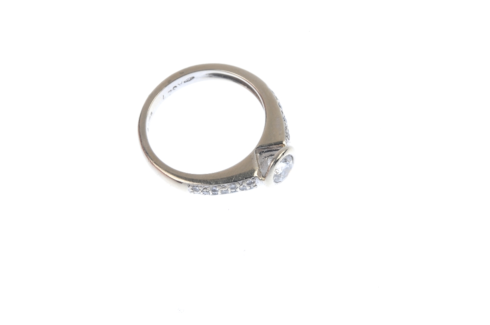 An 18ct gold diamond single-stone ring. The brilliant-cut diamond collet, to the pave-set diamond - Image 3 of 4