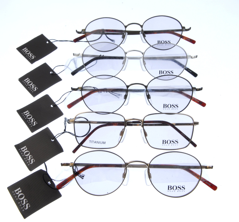 HUGO BOSS - five pairs of glasses. Four of the same design, differing in colour, featuring thin - Image 2 of 2