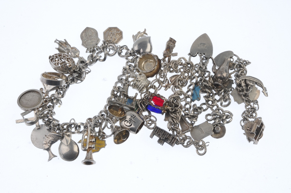 A selection of broken charm bracelets. The four broken bracelets suspending a total of forty charms, - Image 2 of 2