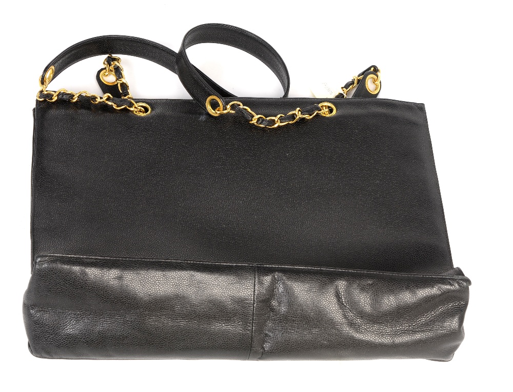 CHANEL - a Caviar Leather CC Shopper. Designed with an open top, pebbled black Caviar leather - Image 3 of 3