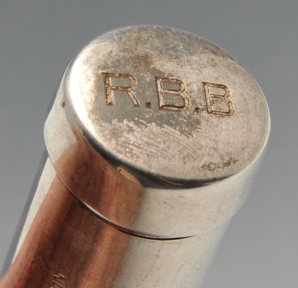 An early twentieth century silver mounted stamp roller, the screw on cap with engraved initials. - Image 4 of 5
